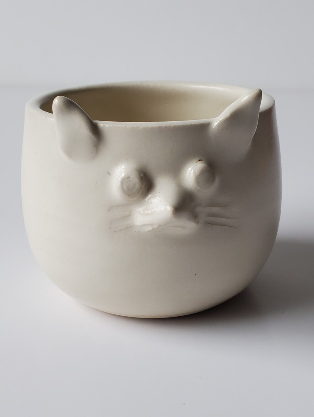 Signed Studio Pottery Plant Pot Little Cat or Mouse Animal Character
